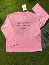 Acne Studios Pink Long Sleeve Crew Neck Logo T-Shirt Size M picture