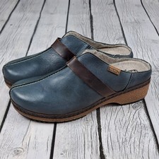 Pikolinos Granada Clogs Women’s 7.5 38 Blue Leather Brown Slip On Shoes Spain picture