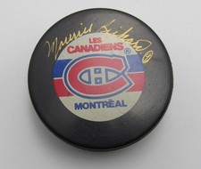 Maurice Richard HOF Signed 1993 Cup Champs Hockey Puck Canadiens PSA 193965 picture