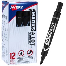 Avery Marks A Lot Permanent Markers Black Large Chisel Tip 07888 Box of 12 New picture