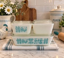 Vintage Pyrex Amish Butterprint 502, 503 Refrigerator Dishes + 2 True Opal 501’s picture