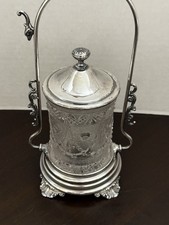 Antique Warren Silver Plate Co Pickle Castor Cut Glass Quadruple Plate 1901-05 picture