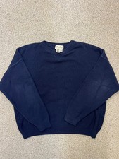 Vintage Eddie Bauer Men's XL Navy Blue 100% Cotton Knit Sweater Made in USA picture