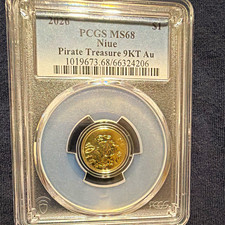 2026 Niue Pirate Treasure $1 1g 9KT Gold (0.375) Coin PCGS MS68 picture