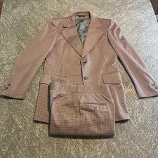 Vintage Brookfield 2pc Suit 42R Jacket 30x29 Pants Houndstooth Union Made picture
