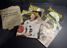 July 7 - August 11 1969 NEWSWEEK Moon Landing Magazines w/ Newspaper Clippings picture