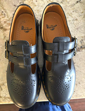 Dr. Martens Women's Black Leather Mary Jane Shoes Buckle Strap Round Toe picture