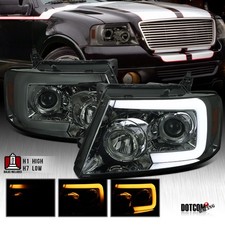 Fit 2004-2008 Ford F150 Smoke Projector Headlights Headlamp LED Sequential 04-08 picture