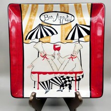 Certified International Bon Appetit Chef Plate - Red, Black, White & Gold picture