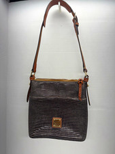 Dooney & Bourke Lizard Embossed Leather Letter Carrier Crossbody Bag Brown  picture