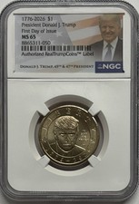 1776 2026 $1 Donald J. Trump 250th NGC ms65 First Day Of Issue Dual Date picture