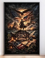 America 250th Anniversary Poster, Patriotic USA Wall Art Gift for Fans picture