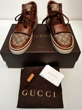 GUCCI AUTH VINTAGE MENS GG MONOGRAM HIGH TOP SNEAKERS US 9 EXCELLENT picture