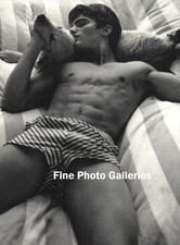 1990s Vintage BRUCE WEBER Handsome Male Model Peter Napping w Dog Photo On 11X14 picture