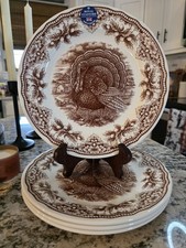 Royal Stafford Turkey Thanksgiving Fall Dinner Plate 10.5” England Set Of 4-NEW picture