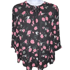 Torrid Womens Black Floral Georgette Top Size 5X Excellent Romantic Professional picture