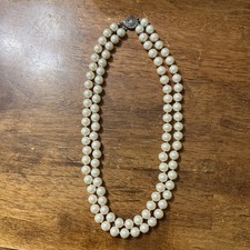 Vintage 1950s Mid-Century Double Strand Faux Pearl Choker Necklace picture