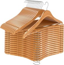 Wooden Hangers Pack of 20 & 80 Suit Hangers Premium Natural Finish Utopia Home picture