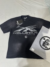 HELLSTAR Men’s Black Graphic Logo T-Shirt M Cotton Crew Neck Short Sleeve Size L picture