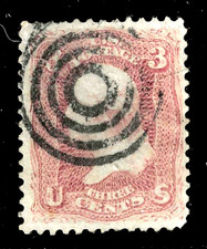 Sc #65 VF-XF Centering Fancy Cancel 3 Cent Washington 1861-65 Civil War US 70A11 picture