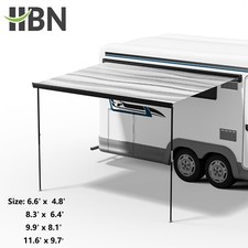 HBN Retractable RV Awning 16X8 ft Patio Camping Vinyl Waterproof Canopy Black picture