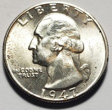 1947-D Washington Quarter Uncirculated Original Light Toning picture
