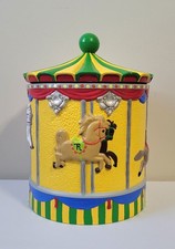 Vintage Vibrant Ceramic Carousel Horse Cookie Jar -Rare/ HTF Big Top Design 11