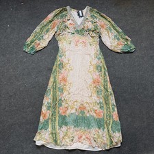 River Island Dress Women's 10, Multicolor Floral Beaded Ruffle Maxi Boho V Neck picture