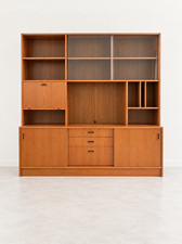 Vintage Mid-Century Teak Lighted Wall Unit, Bookcase & Vinyl Record Storage picture