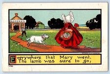 1907 Mary And Her Lamb Was Sure To Go Sunbonnet New York NY Antique Postcard picture