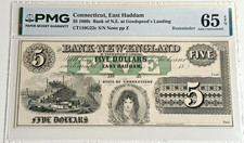 1860s $5 Bank of New-England at Goodspeeds Landing - PMG Gem Uncirculated65 EPQ picture