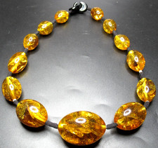 GERDA LYNGGAARD MONIES Large Amber Lucite Beaded SIGNED Necklace picture