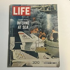 August 11 1967 - Life Magazine - Forrestal Disaster Inferno at Sea Vietnam picture