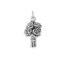 Oxidized 3D Flower Bouquet Charm picture