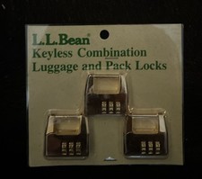 Vintage L.L. Bean 3-Pack Keyless Combination Luggage & Pack Locks - Brass *NEW* picture
