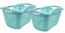 2x Home Logic 1.8 Bushel Hip Grip Plastic Laundry Basket, Teal, Adult picture