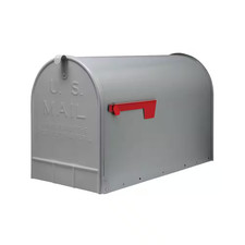 Stanley Gray Extra Large Steel Post Mount Mailbox Gibraltar Rural Curbside USPS picture