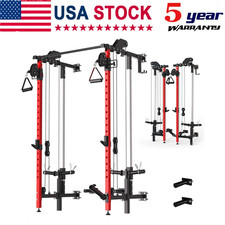 Garvee Folding Squat Rack Wall Mounted Power Rack w/ Dual Pulley System Home Gym picture