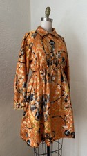 Vintage 1960’s Geoffrey Beene Orange Lamé Mini Union Couture Longsleeve Dress S picture