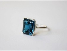 London Blue Topaz Gemstone 925 Sterling Silver Handmade Jewelry Ring For Gift picture