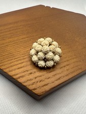 Signed NEWHOUSE Vintage Brooch White Hand Carved Rose Flower Cluster Pin 1950s picture