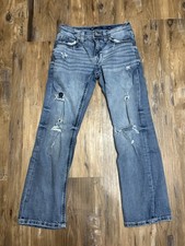 BKE Carter Jeans Mens 30x30 Blue Regular Bootcut Distressed Stretch Denim picture