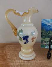 Fenton Hand Painted Gold Overlay Mountain Berries Ewer Pitcher picture