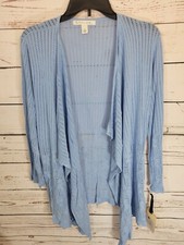 NWT Emaline Cardigan Sweater Cascading Blue Open Front Knit Women's Size Medium picture