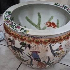 Large Vintage Chinese Famille Rose Cache Pot Fish Bowl Planter picture