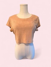 Offline by Aerie Peach Smiley Terry Cloth Crop Top Size S picture