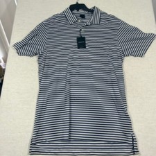 Dunning Golf Polo Shirt Mens Large Blue New Striped Performance Short Sleeve picture