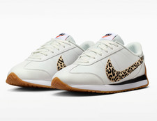 Authentic Nike Sneakers Size W 7.5 White Black Gum Leopard Swoosh Shoes NEW picture
