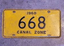 Vintage Canal Zone 1960 Panama License Plate # 668 picture