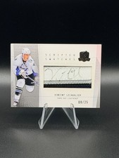 VINCENT LECAVALIER 2009-10 UD The Cup Scripted Swatches Autograph Patch 08/25 picture